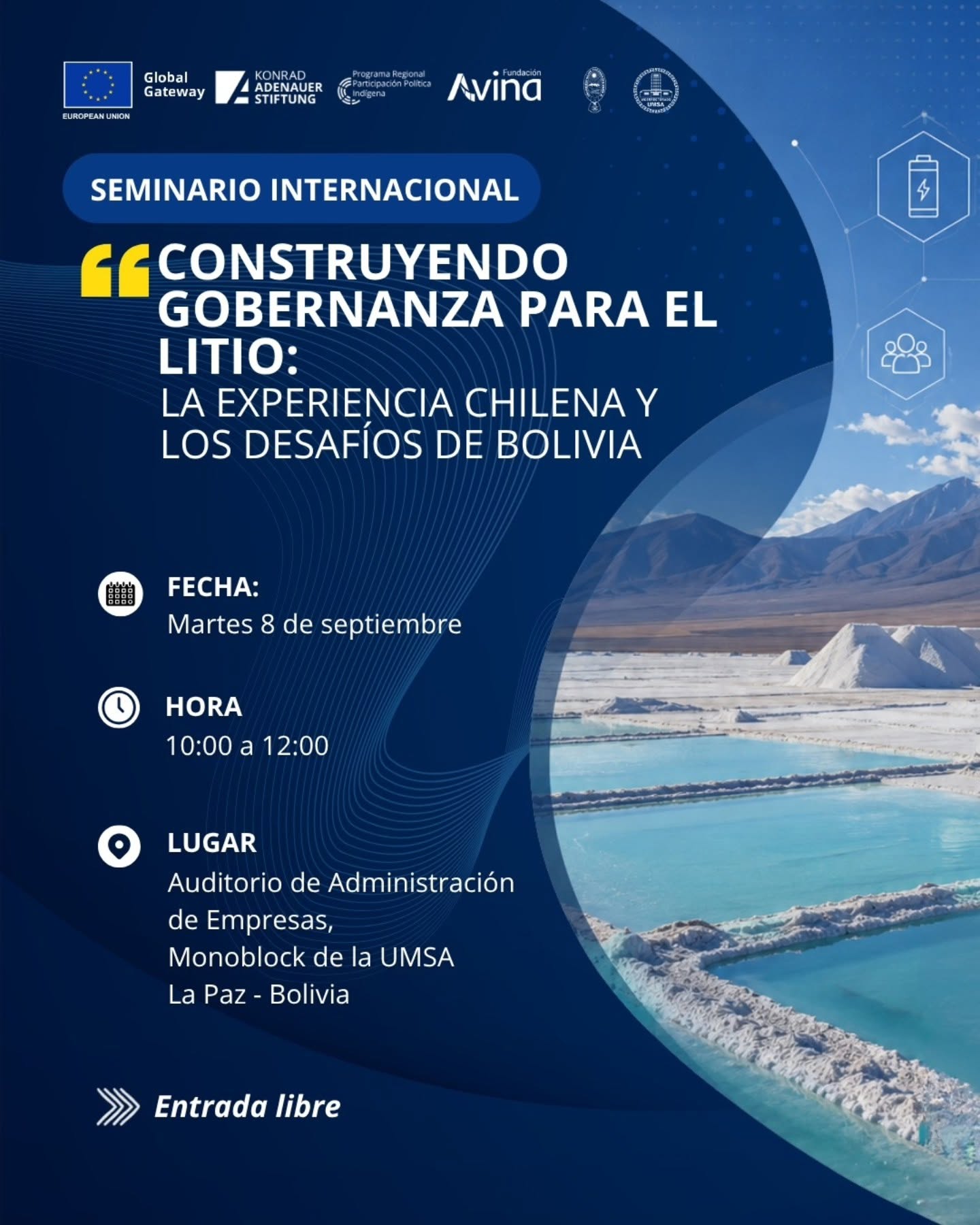 Seminario Internacional “Construyendo gobernanza para el Litio”, un espacio de diálogo para conocer la experiencia chilena y reflexionar sobre los desafíos de Bolivia.